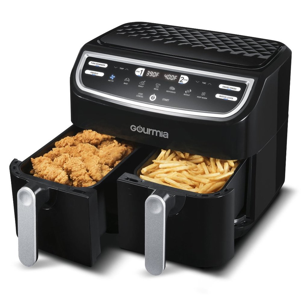 9 Qt 7-in-1 Dual Basket Digital Air Fryer with Smart Finish and Guided Cooking